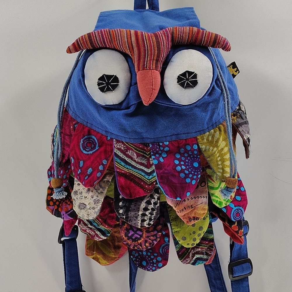 KC Owl Backpack Unique Colorful Bag 100% Cotton Bohemian Hippie